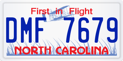 NC license plate DMF7679