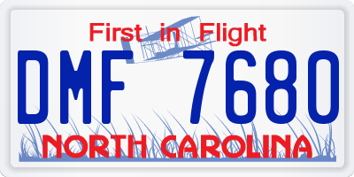 NC license plate DMF7680