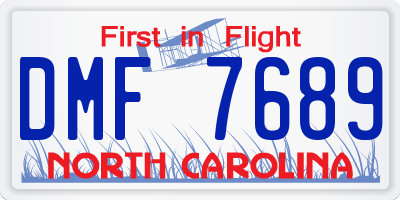 NC license plate DMF7689