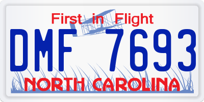NC license plate DMF7693