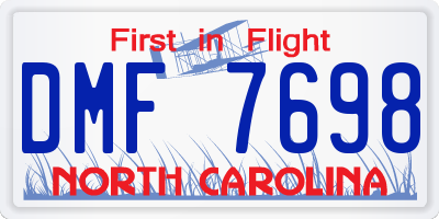 NC license plate DMF7698