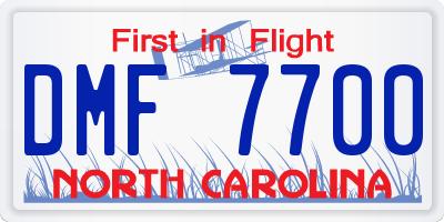 NC license plate DMF7700