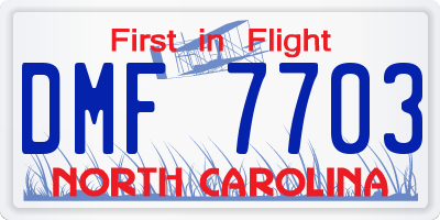 NC license plate DMF7703