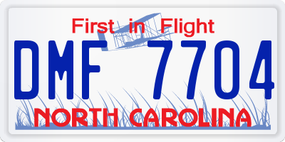 NC license plate DMF7704