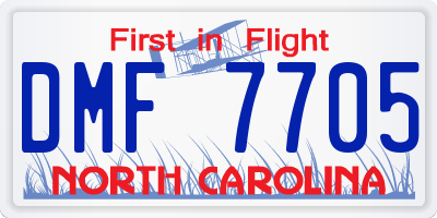 NC license plate DMF7705