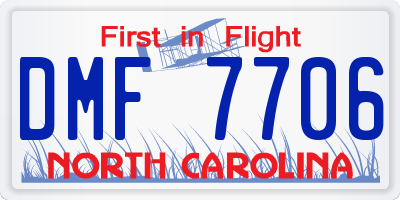 NC license plate DMF7706