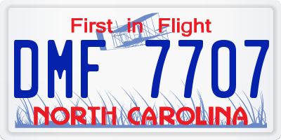NC license plate DMF7707
