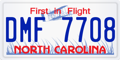NC license plate DMF7708
