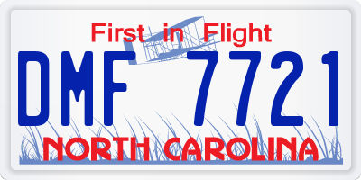 NC license plate DMF7721