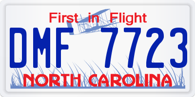 NC license plate DMF7723