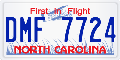NC license plate DMF7724