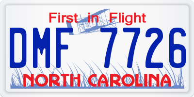 NC license plate DMF7726