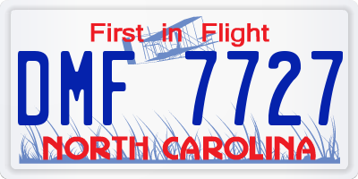 NC license plate DMF7727