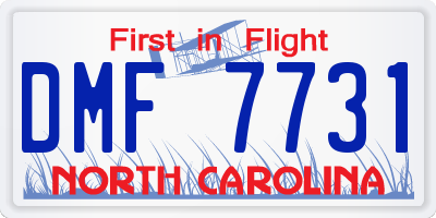 NC license plate DMF7731