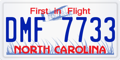 NC license plate DMF7733