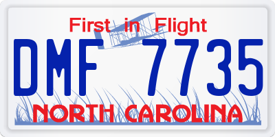NC license plate DMF7735