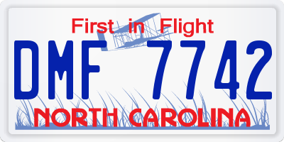 NC license plate DMF7742