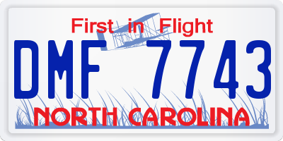 NC license plate DMF7743