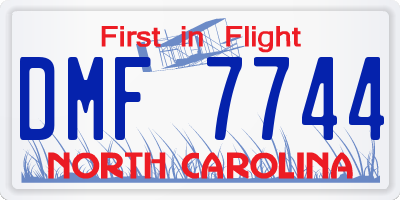 NC license plate DMF7744