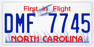 NC license plate DMF7745
