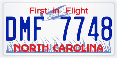NC license plate DMF7748