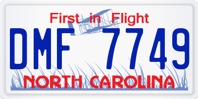 NC license plate DMF7749