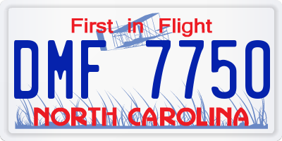 NC license plate DMF7750