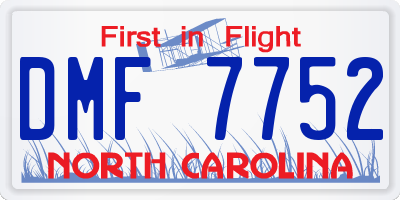 NC license plate DMF7752