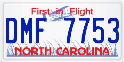 NC license plate DMF7753