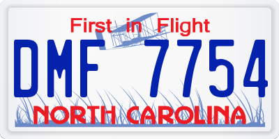 NC license plate DMF7754