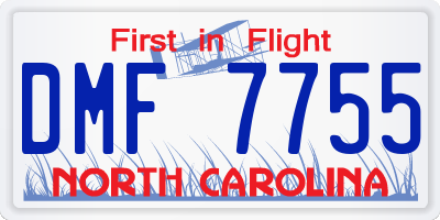 NC license plate DMF7755
