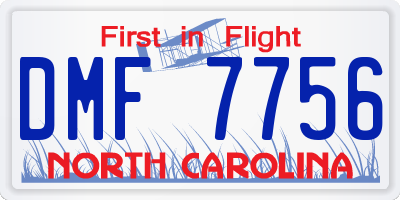 NC license plate DMF7756