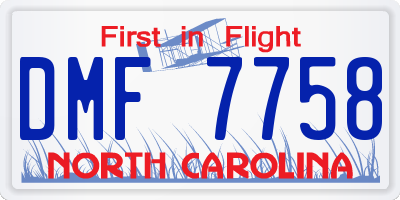 NC license plate DMF7758