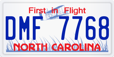 NC license plate DMF7768