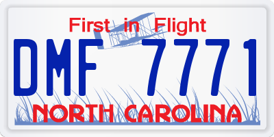 NC license plate DMF7771