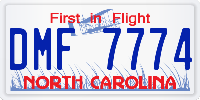 NC license plate DMF7774