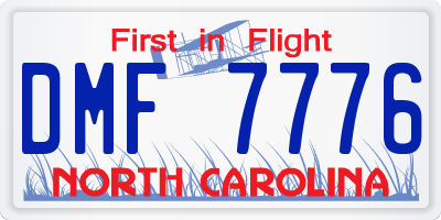 NC license plate DMF7776