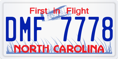 NC license plate DMF7778