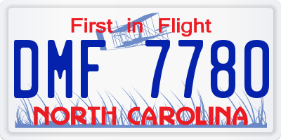 NC license plate DMF7780