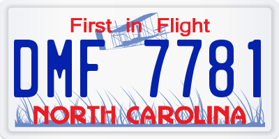 NC license plate DMF7781