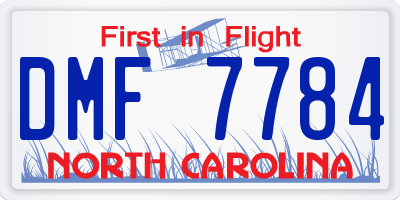 NC license plate DMF7784