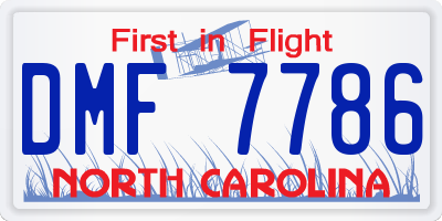 NC license plate DMF7786