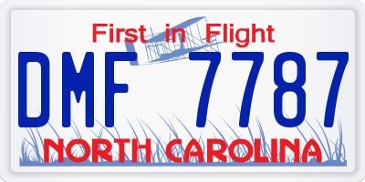 NC license plate DMF7787