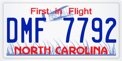 NC license plate DMF7792