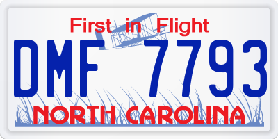 NC license plate DMF7793