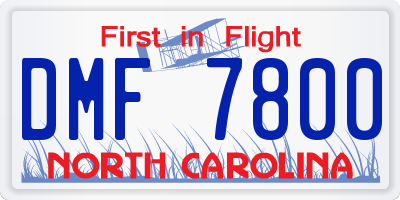 NC license plate DMF7800