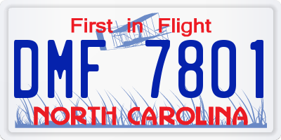 NC license plate DMF7801