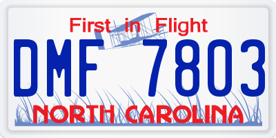 NC license plate DMF7803
