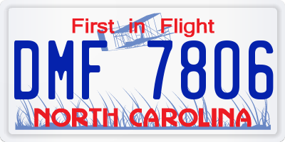 NC license plate DMF7806