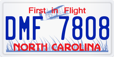 NC license plate DMF7808